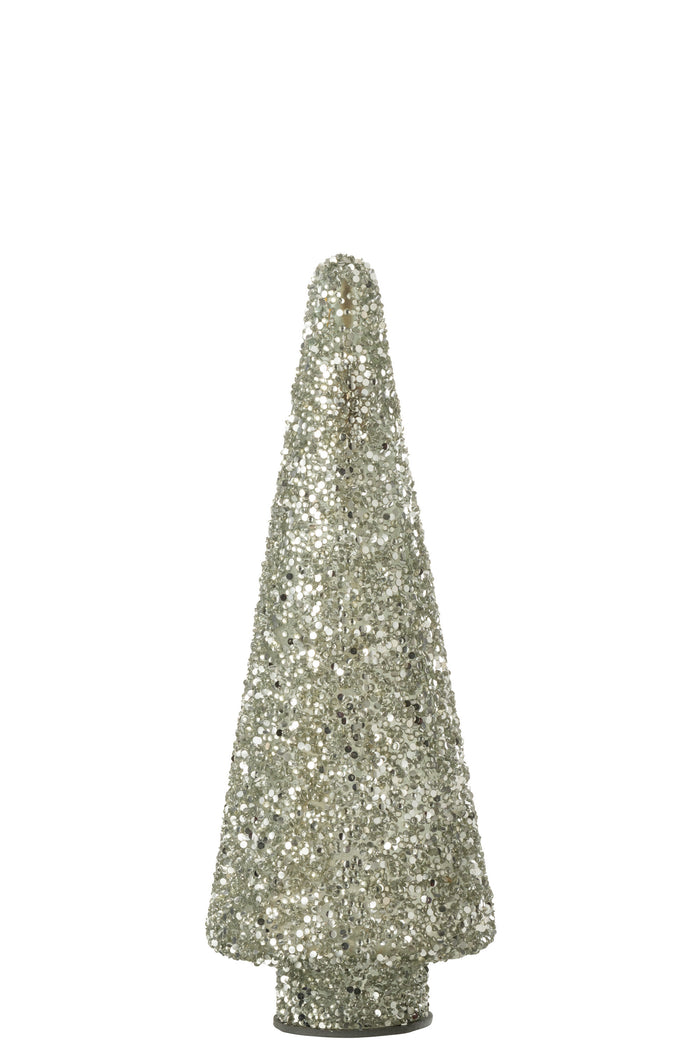 J-Line decoratie Kerstboom Glitter - glas - zilver - small