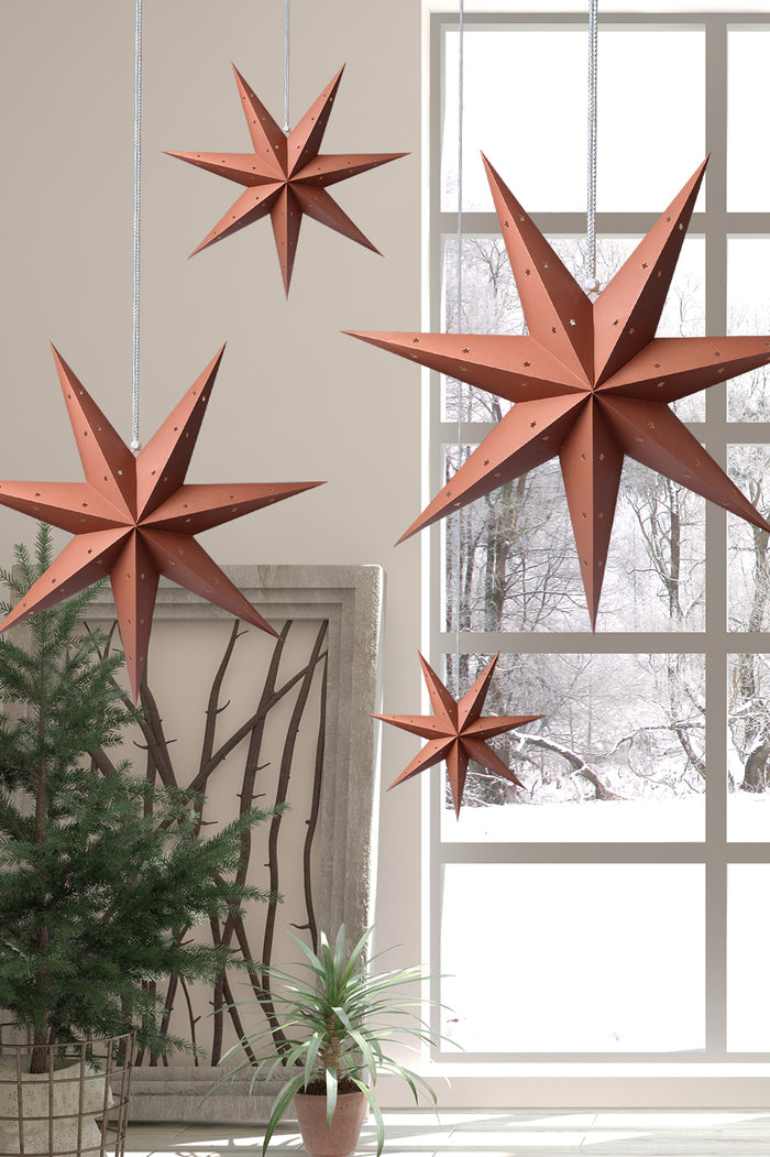 Clayre & Eef Hangende ster 60x22x60 cm Bruin Papier