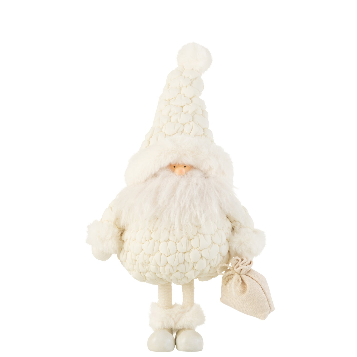 J-Line figuur Kerstman Cadeau Tas - textiel - wit - large