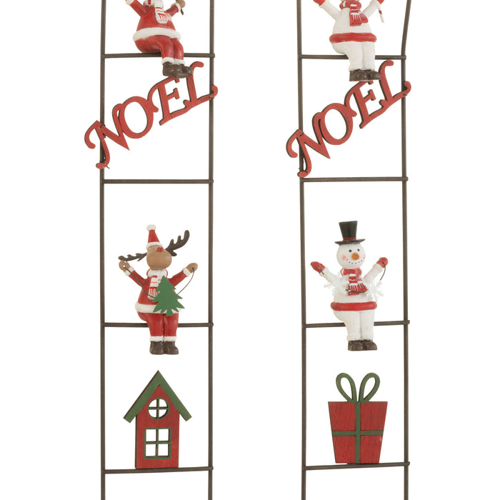 J-Line decortie ladder Rendier|Sneeuwman - metaal - mix - 2 stuks