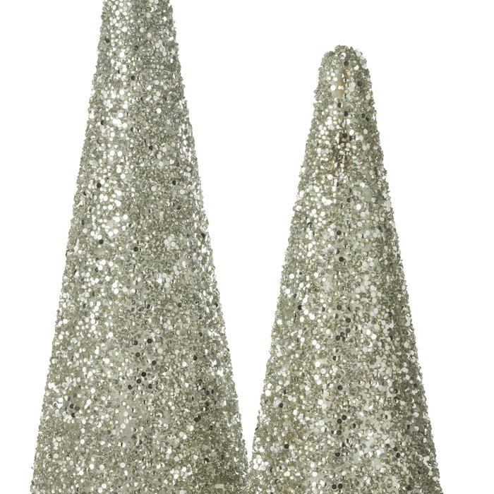 J-Line decoratie Kerstboom Glitter - glas - zilver - large