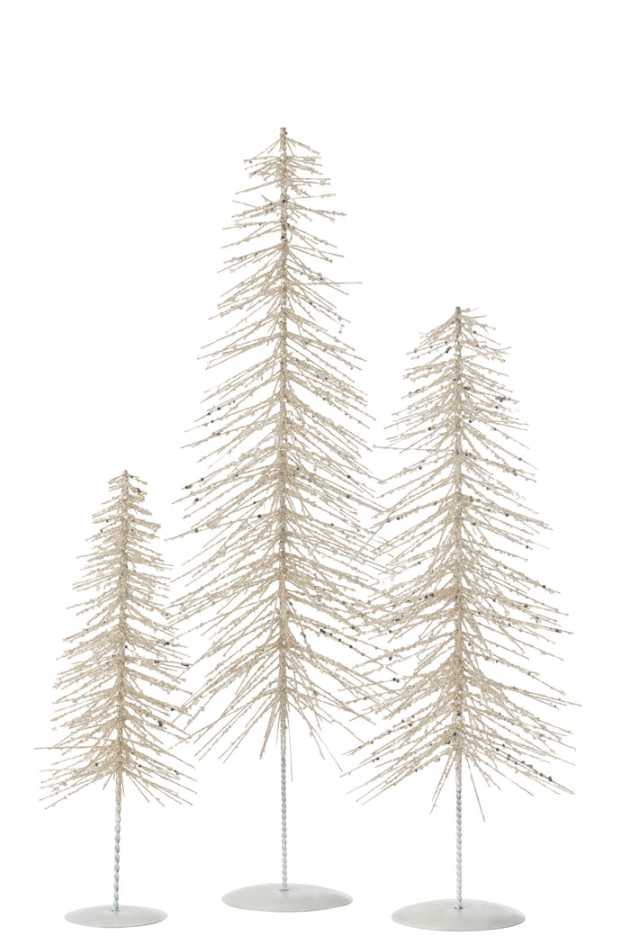 J-Line decoratie Kerstboom  Glitter - metaal|kunststof - wit