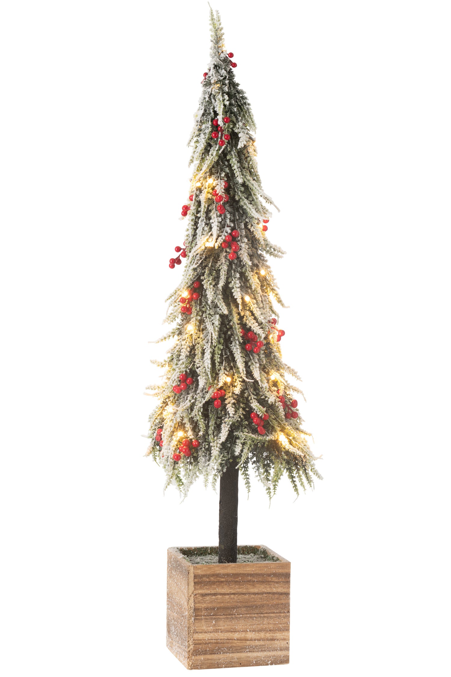 J-Line decoratie kerstboom Sneeuw - kunststof - groen|rood -