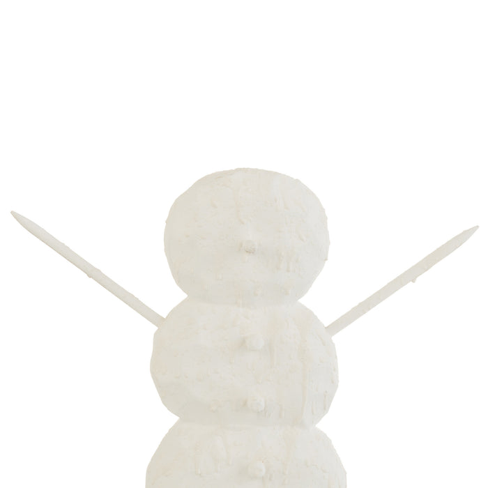 J-Line figuur Sneeuwman - hout - wit