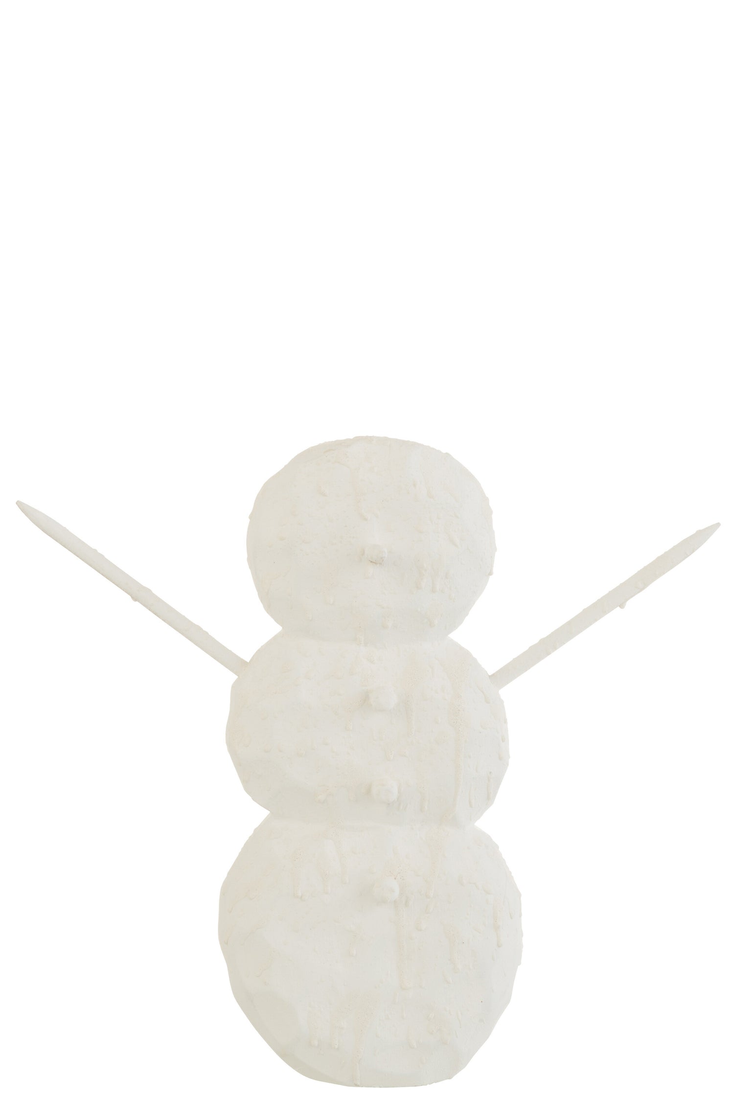 J-Line figuur Sneeuwman - hout - wit