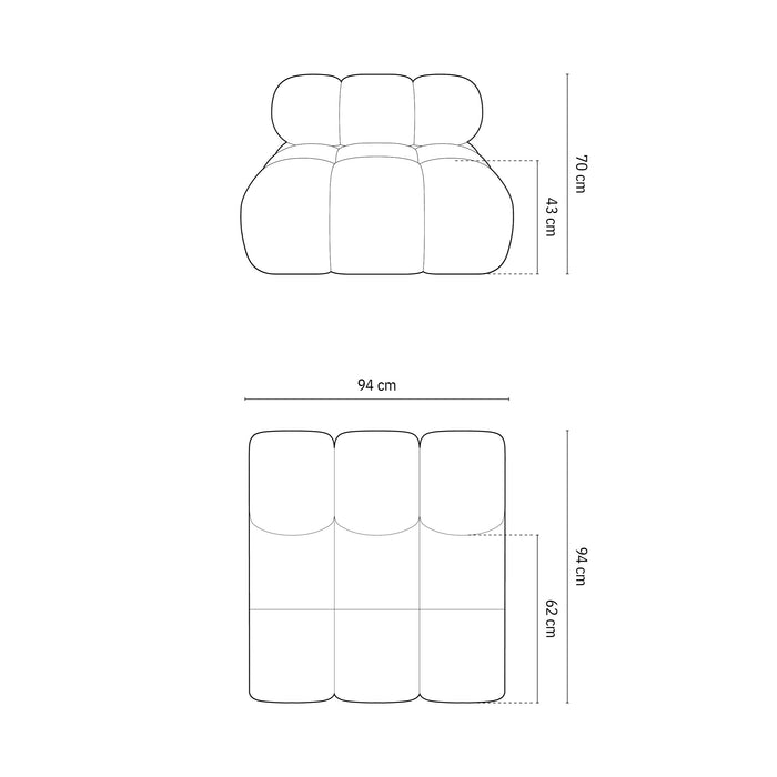 Milo Casa Tropea Modulair Bank Element - Middenstuk - Okergeel