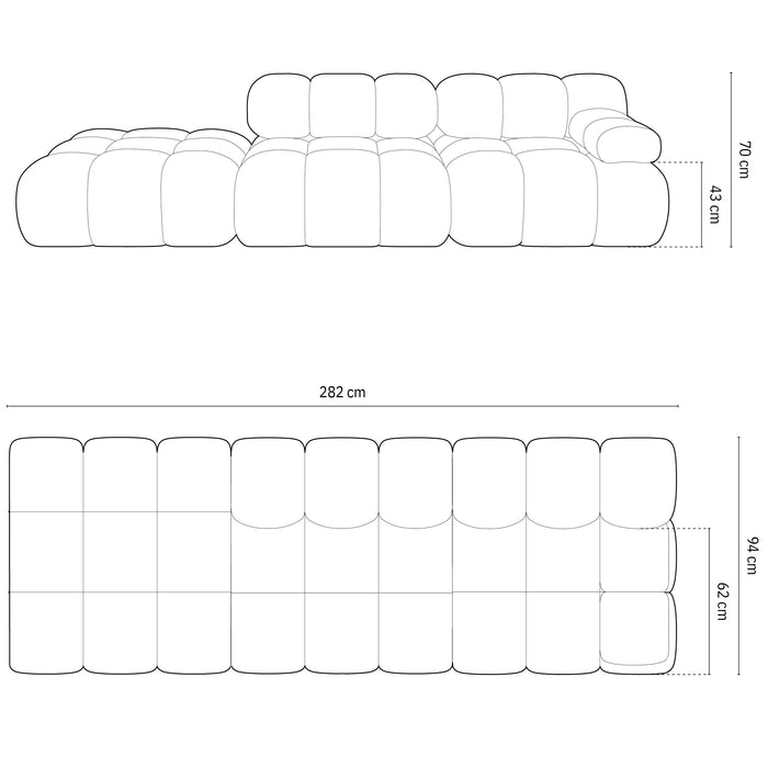 Milo Casa Tropea Modulaire 2-zitsbank Links Open met Hocker - Koningsblauw