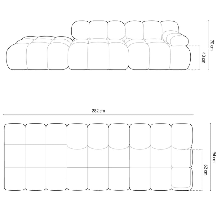 Milo Casa Tropea Modulaire 2-zitsbank Links Open met Hocker - Flessengroen