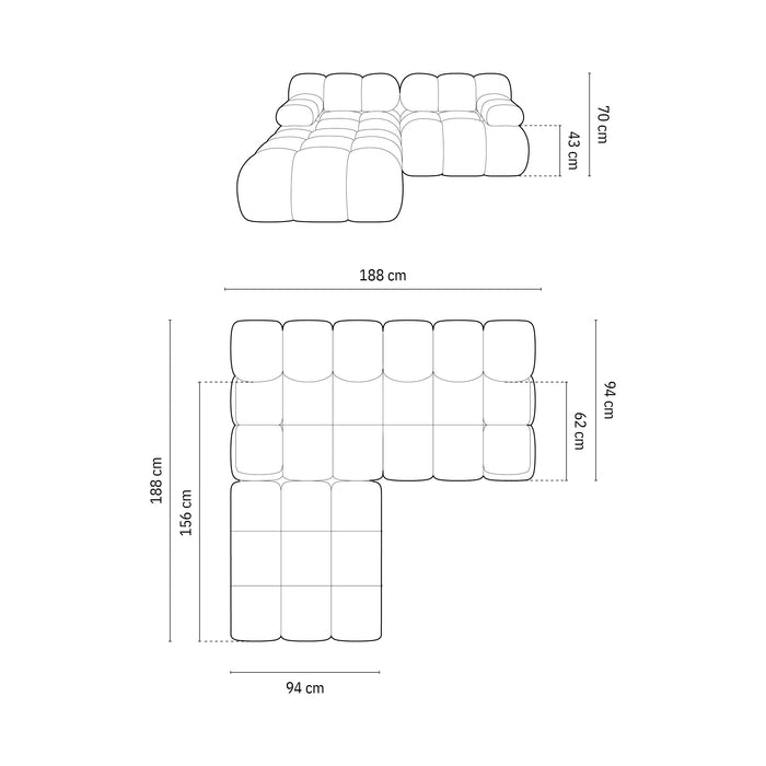 Milo Casa Tropea Modulaire 2-zitsbank met Hocker - Lichtblauw