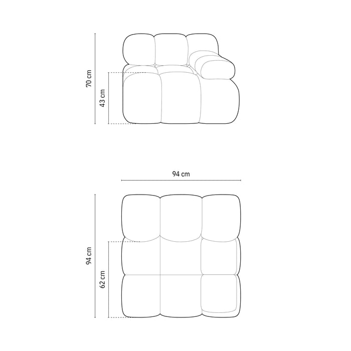 Milo Casa Tropea Modulair Bank Element - Hoek  Rechts - Koningsblauw