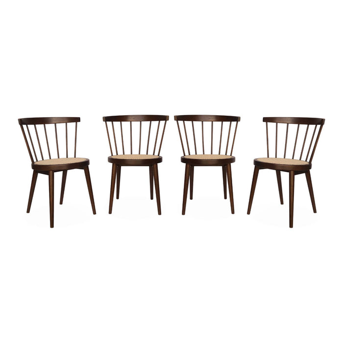 sweeek - Houten en rotan stoelen (set van 4)