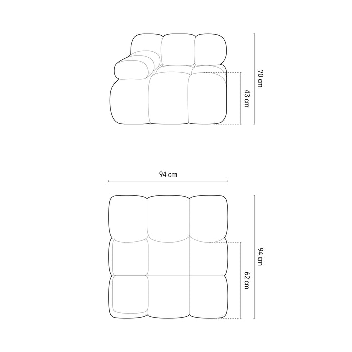 Milo Casa Tropea Modulair Bank Element - Hoek Links - Lichtblauw
