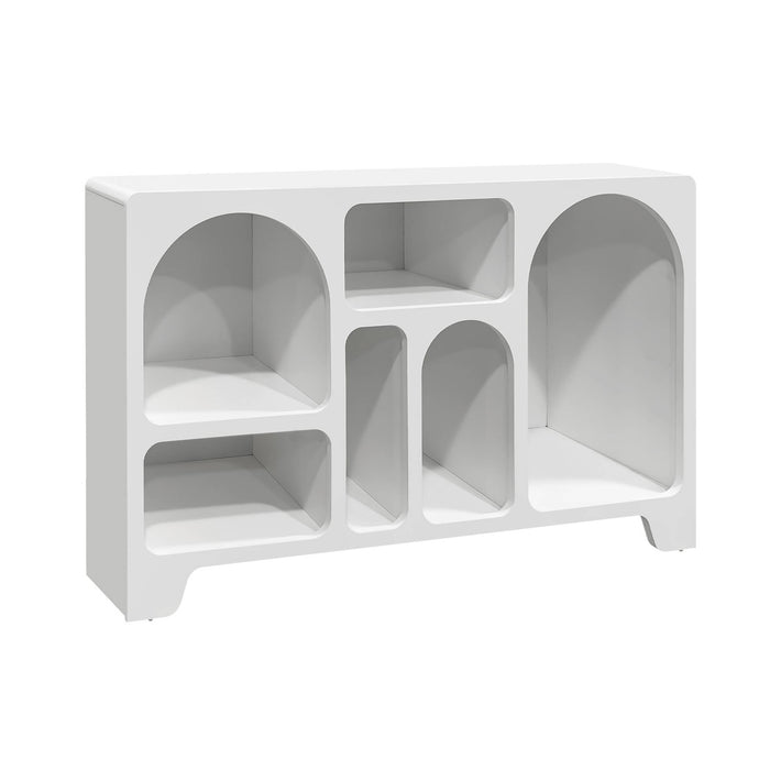 sweeek - Dressoir met 6 vakken houtdecor organisch 120cm