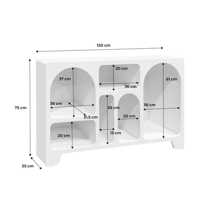 sweeek - Dressoir met 6 vakken houtdecor organisch 120cm
