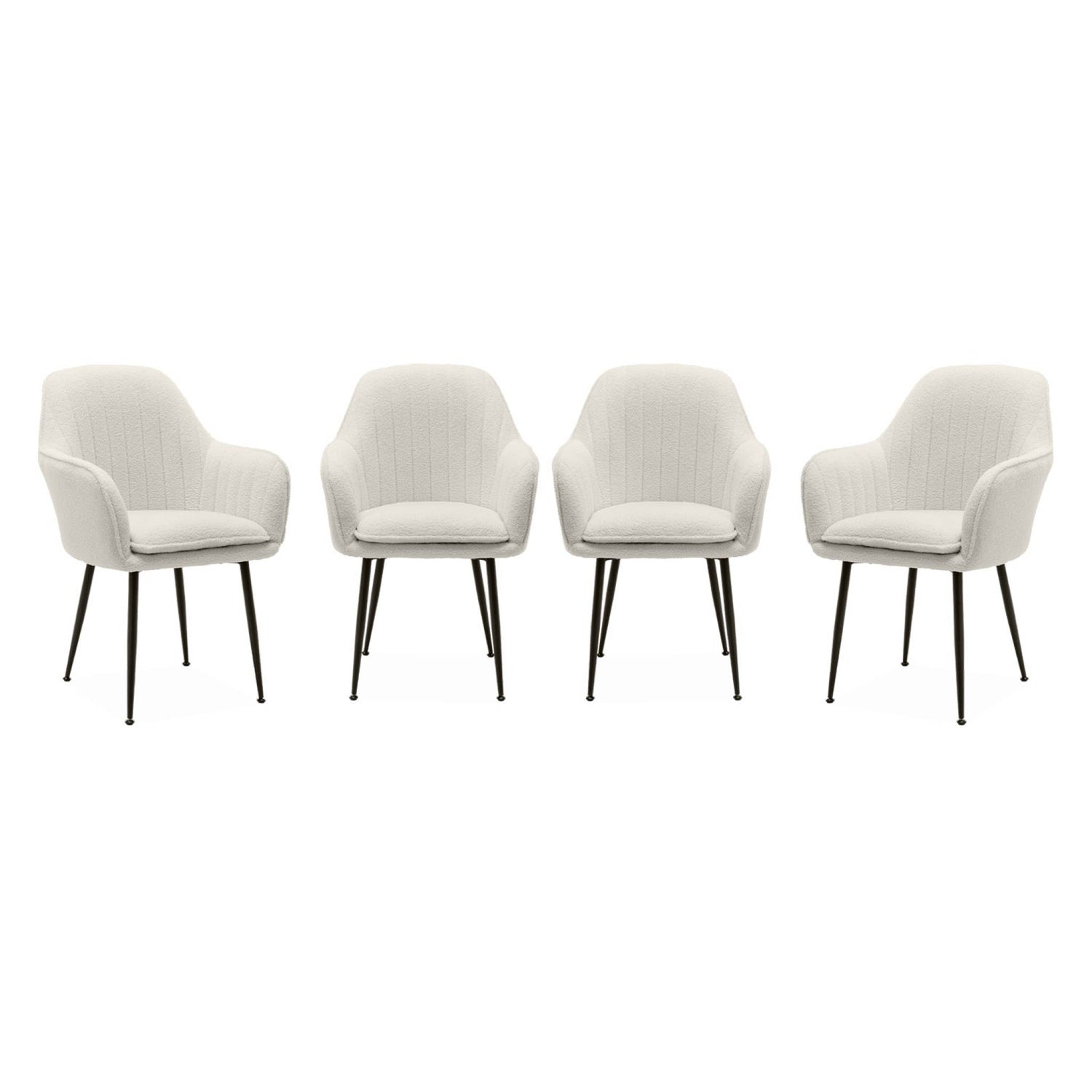 sweeek - Set van 4 stoelen in bouclé met metalen poten