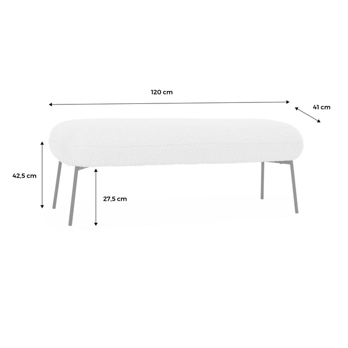 sweeek - Bank, bed einde met bouclébekleding, B120 x D42,5 x H43,5cm
