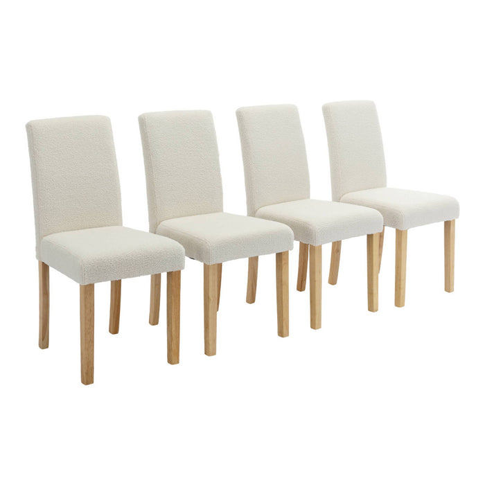 sweeek - boucléstoel met houten poten (set van 4)