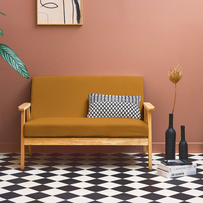 sweeek - 2-zitsbank, ribfluweel, houten poten