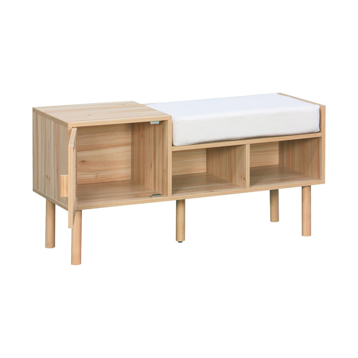 sweeek - Halmeubel met rotan en houteffect, schoenenopbergruimte