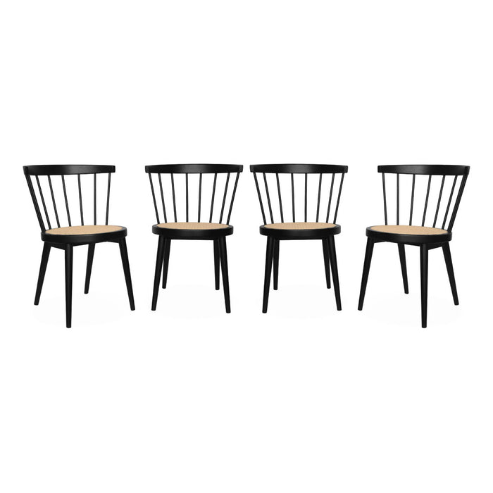 sweeek - Houten en rotan stoelen (set van 4)