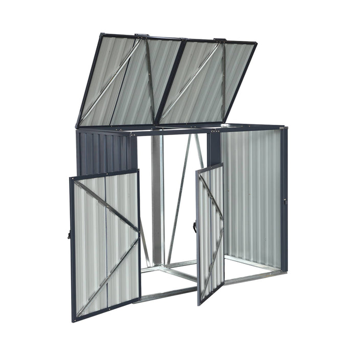 sweeek - Grijs gegalvaniseerd stalen afvalhok