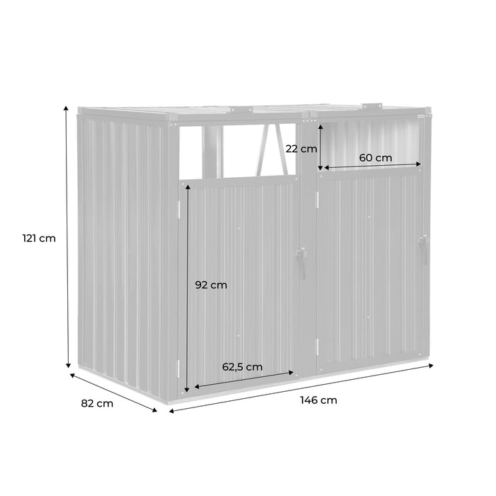 sweeek - Grijs gegalvaniseerd stalen afvalhok