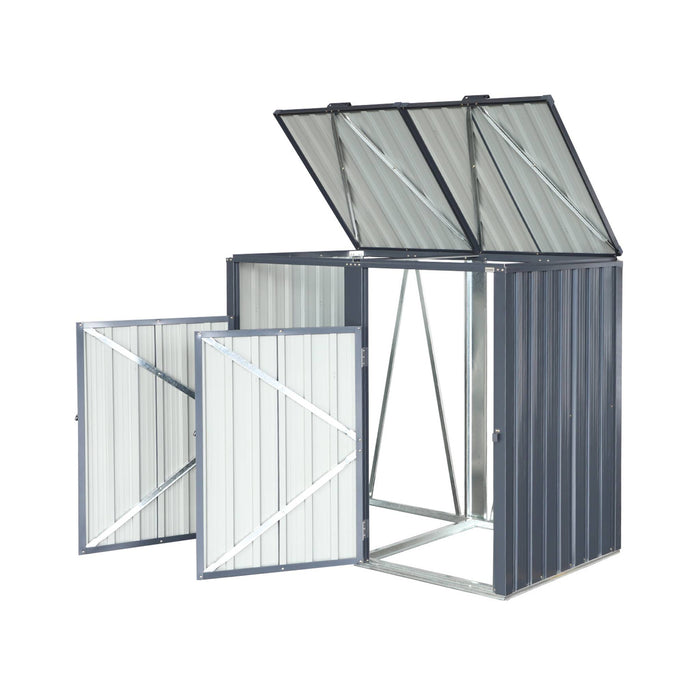 sweeek - Grijs gegalvaniseerd stalen afvalhok