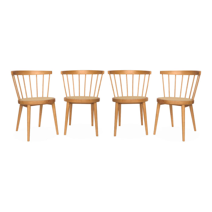 sweeek - Houten en rotan stoelen (set van 4)