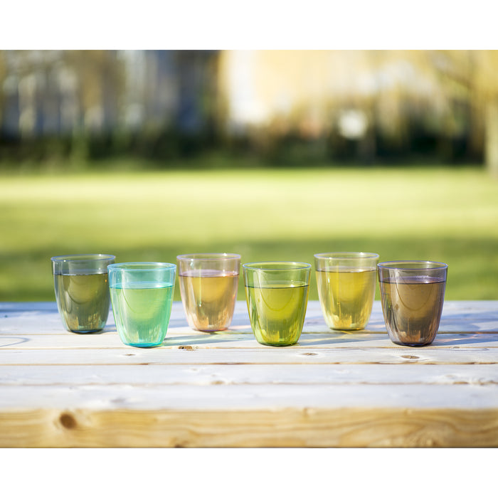 6x Stuks gekleurde waterglazen|drinkglazen Cosy Moments 310 ml