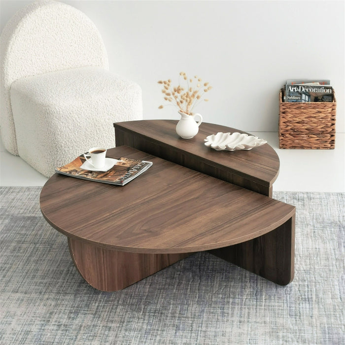 Giga Meubel - Salontafel Walnoot Hout - 90x90x35cm - Podium