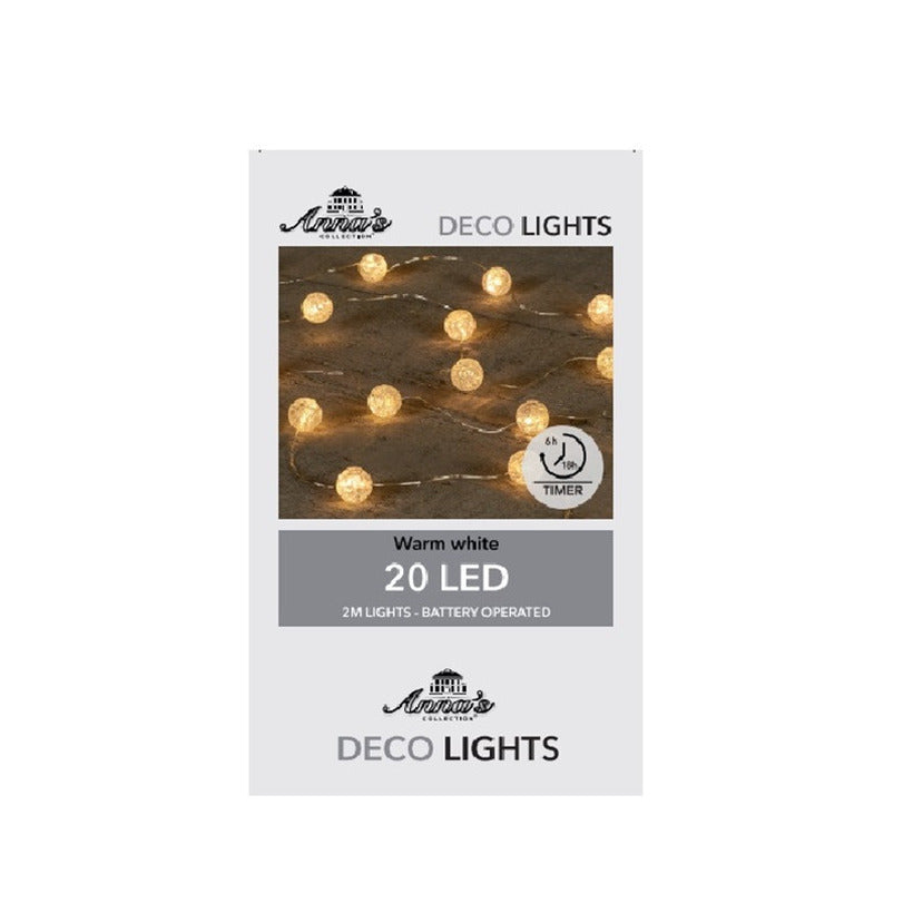 Anna's Collection - lichtsnoer met bolletjes - 200 cm - warm wit