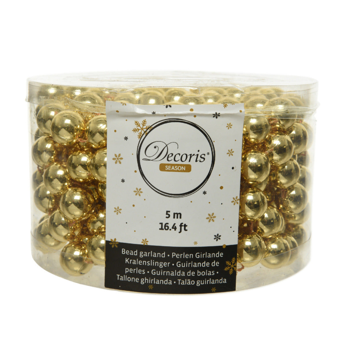 Decoris Kerstslinger - goudkleurig - kralen - 500 cm