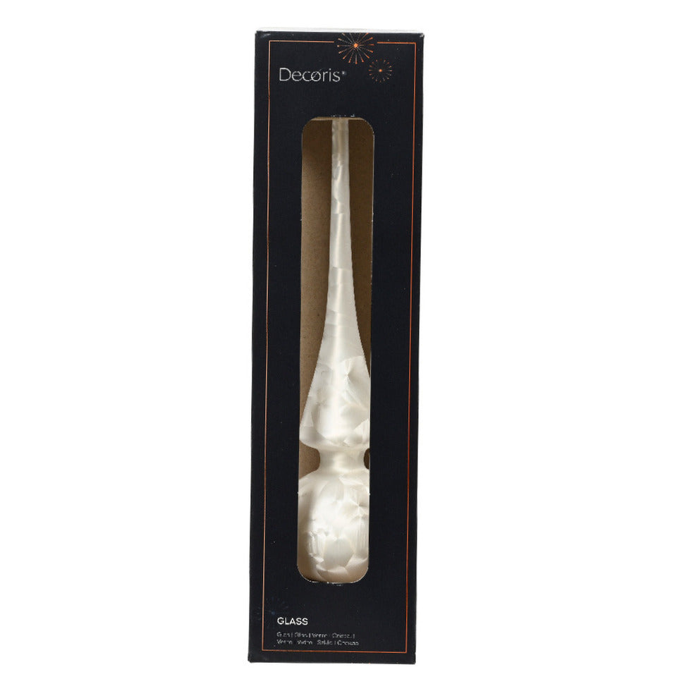 Decoris Kerst piek - wit ijslak - 26 cm - glas - mat