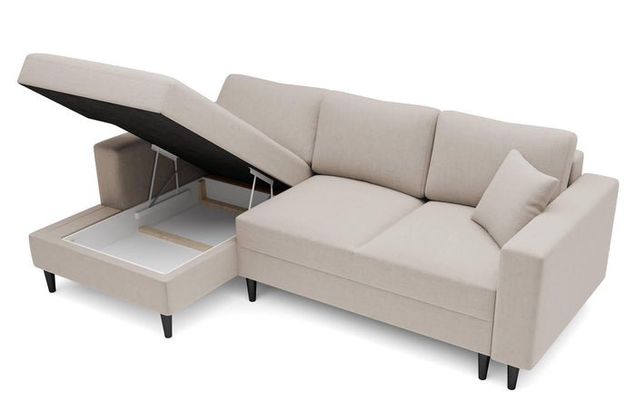 NADUVI Collection Hoekbank Malena velvet links met slaapfunctie