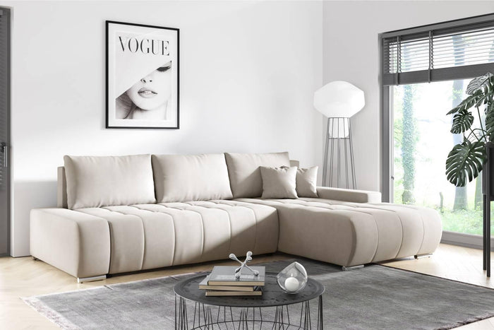 NADUVI Collection Hoekbank Olivia rechts velvet met slaapfunctie