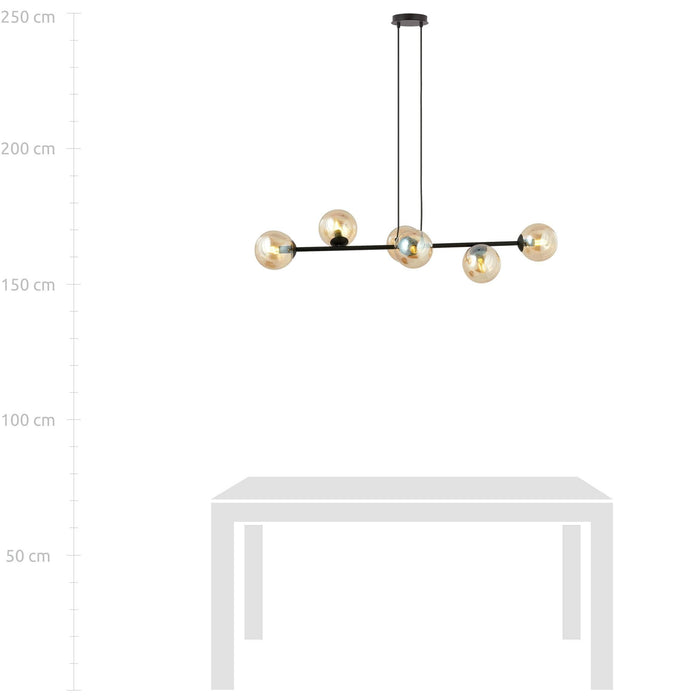 NADUVI Collection Zwarte hanglamp eettafel Valentino 6-lichts