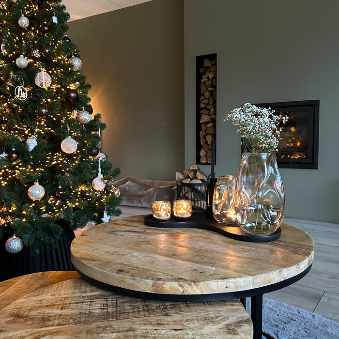 QUVIO Vaas gekreukt - Maat S - Glas - Beige