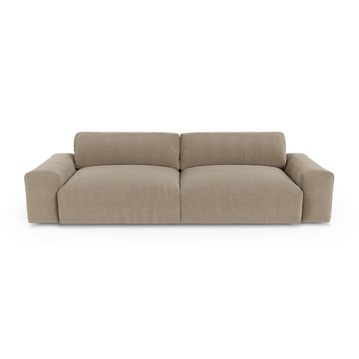 3-zitsbank in zachte, beige geweven stof, 220 cm