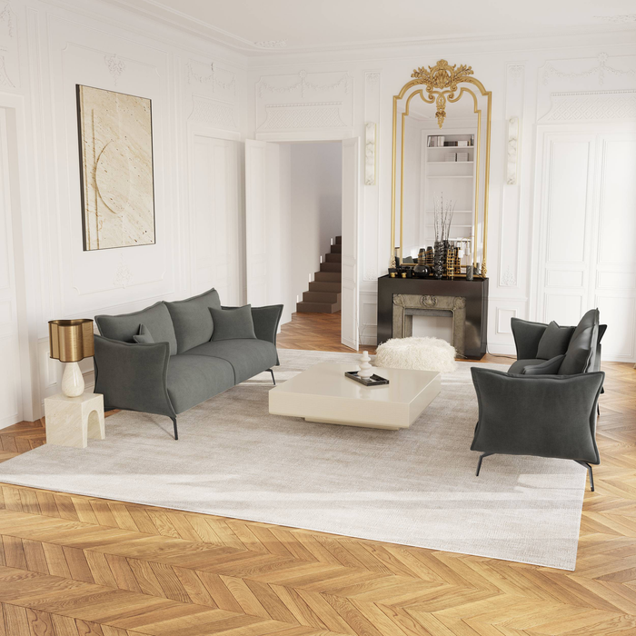 3-zitsbank in grafietgrijs fluweel