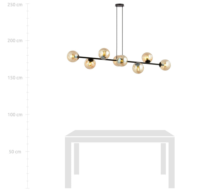 NADUVI Collection Zwarte hanglamp eettafel Valentino 8-lichts