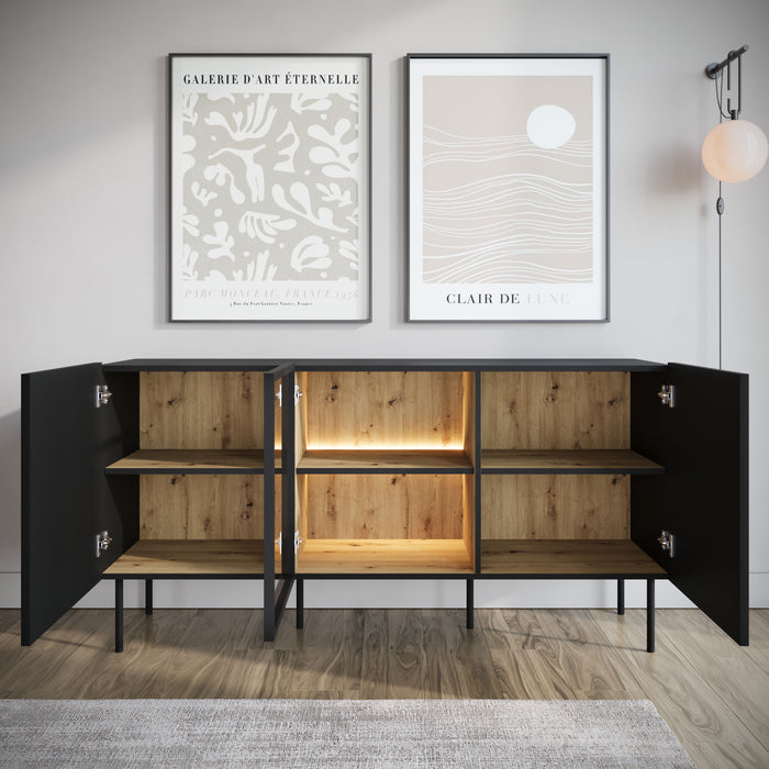 Meubella Dressoir Zone - Zwart - 150 cm