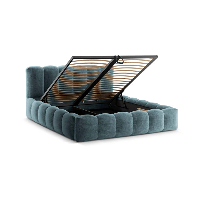 Micadoni Lupine Bedframe met Opbergruimte 180 x 200 cm - Chenille - Denimblauw