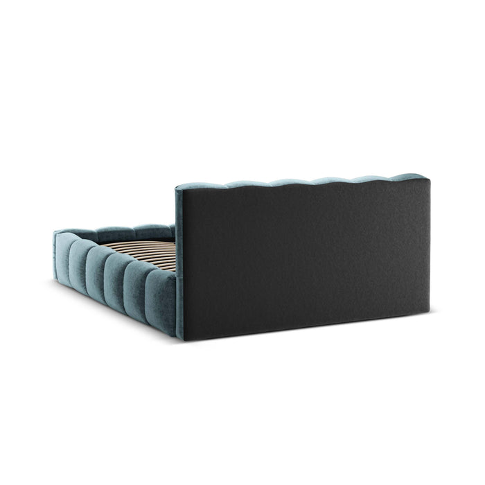 Micadoni Lupine Bedframe met Opbergruimte 140 x 200 cm - Chenille - Denimblauw