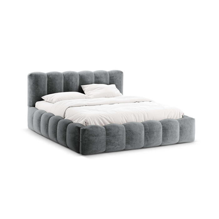 Micadoni Lupine Bedframe met Opbergruimte 200 x 200 cm - Chenille - Platina