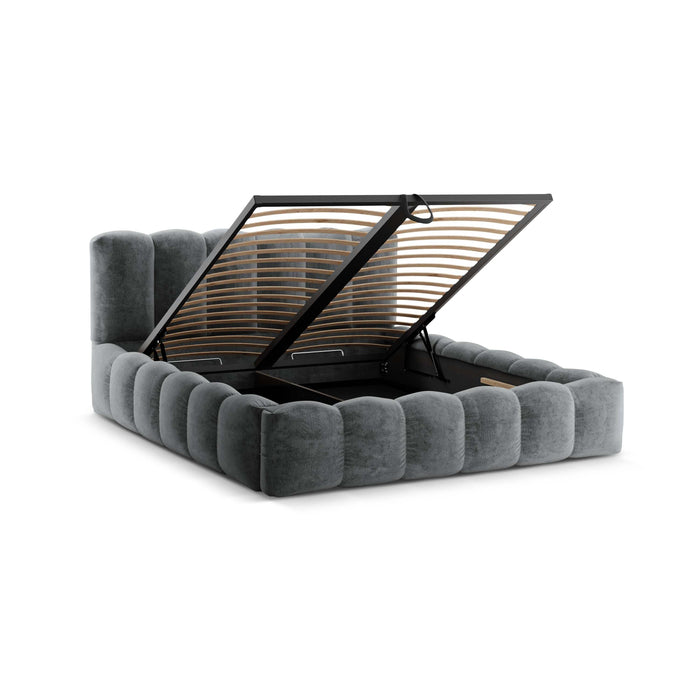 Micadoni Lupine Bedframe met Opbergruimte 200 x 200 cm - Chenille - Platina