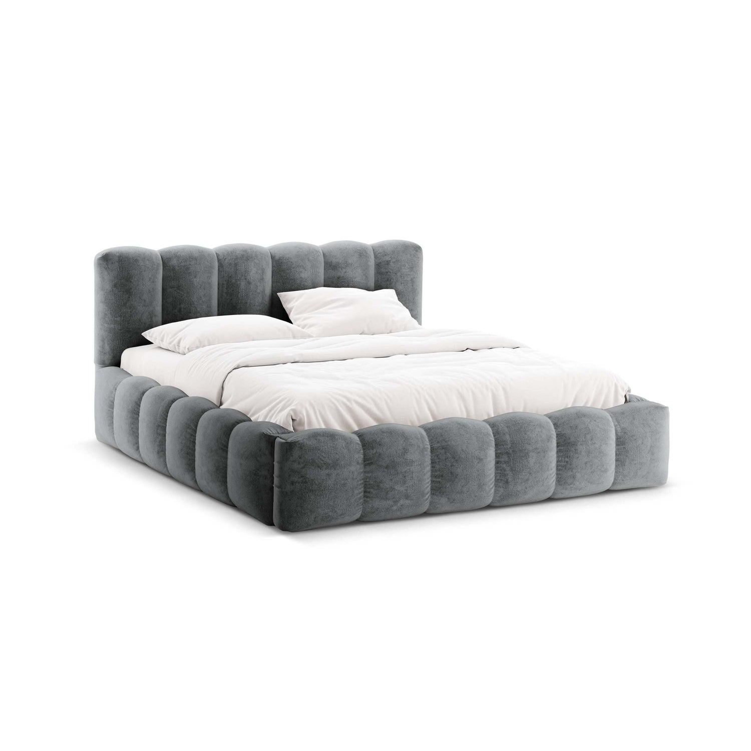 Micadoni Lupine Bedframe met Opbergruimte 180 x 200 cm - Chenille - Platina