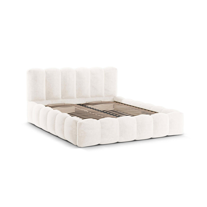 Micadoni Lupine Bedframe met Opbergruimte 140 x 200 cm - Chenille - Lichtbeige