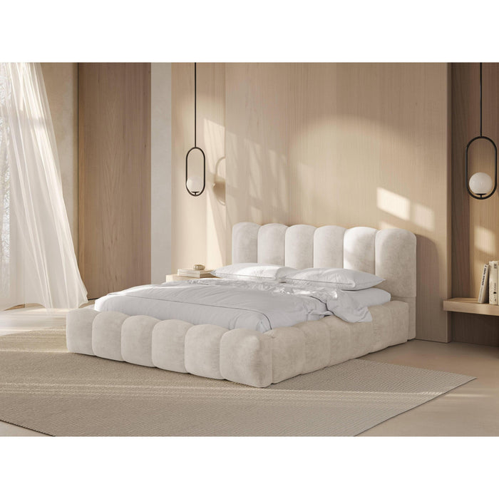 Micadoni Lupine Bedframe met Opbergruimte 200 x 200 cm - Chenille -  Lichtbeige