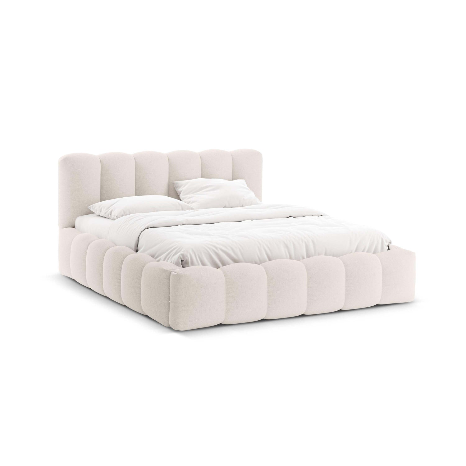 Micadoni Lupine Bedframe met Opbergruimte 160 x 200 cm - Lichtbeige