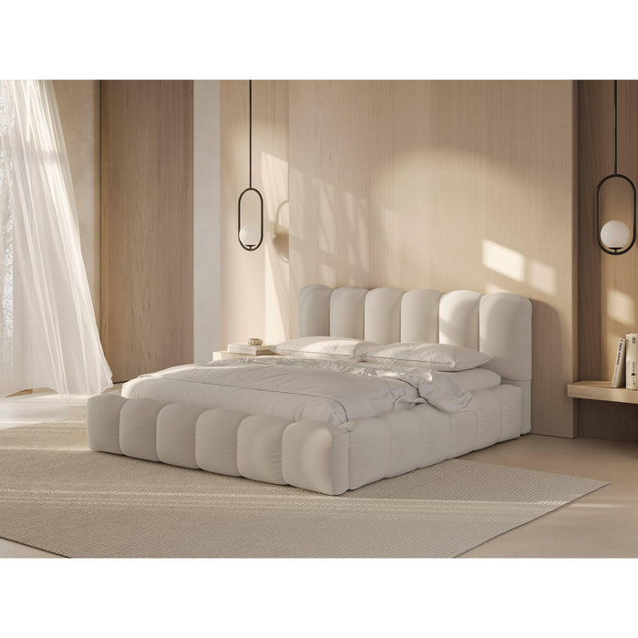 Micadoni Lupine Bedframe met Opbergruimte 160 x 200 cm - Lichtbeige